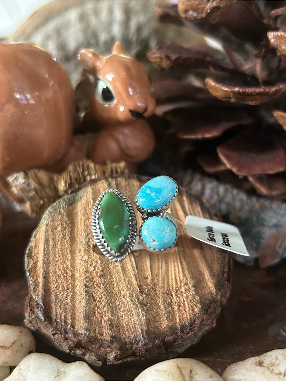 925 Sterling gorgeous Sonoran and sierra bella turquoise ring